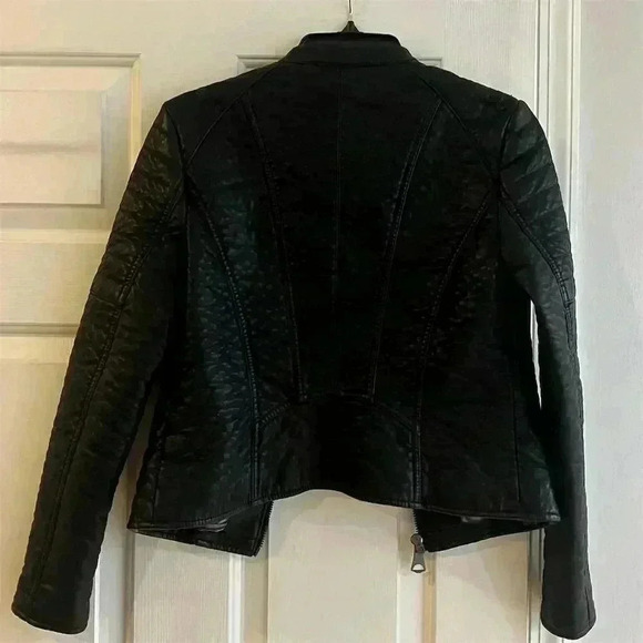 Marc New York Women's Black Motorcycle Jacket Size S Quilted Design - Picture 3 of 7